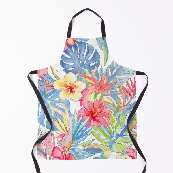 Item preview, Hawaiian Watercolor Floral n Foliage Pink Blue designed and sold by PixDezines.