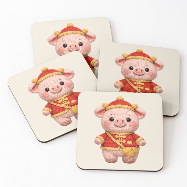 Item preview, Cute Knitted Year Of The Pig | Kawaii 3D Chinese New Year Zodiac Art designed and sold by Moons Studio.