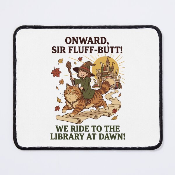 Item preview, Onward Sir Fluff-Butt - Ride To The Library At Dawn designed and sold by Kawaii-n-Spice.