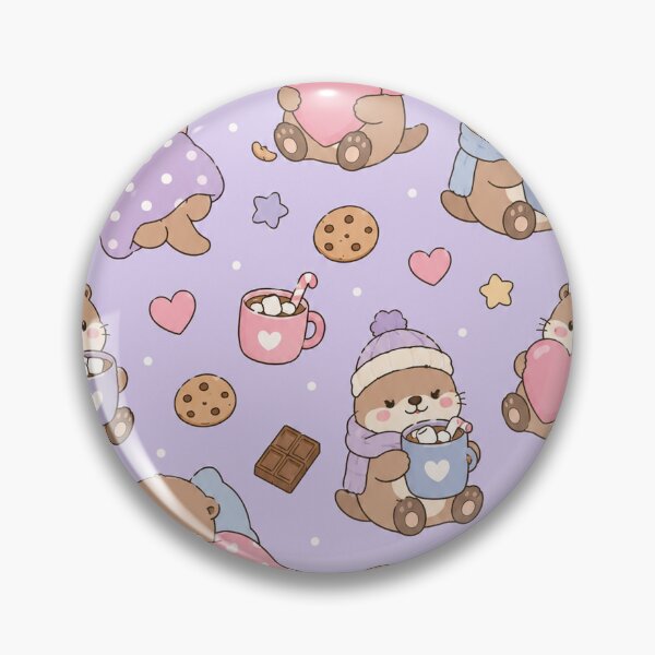 Item preview, Cozy Otter Cocoa Kawaii Pattern designed and sold by Soft Berry Studio.