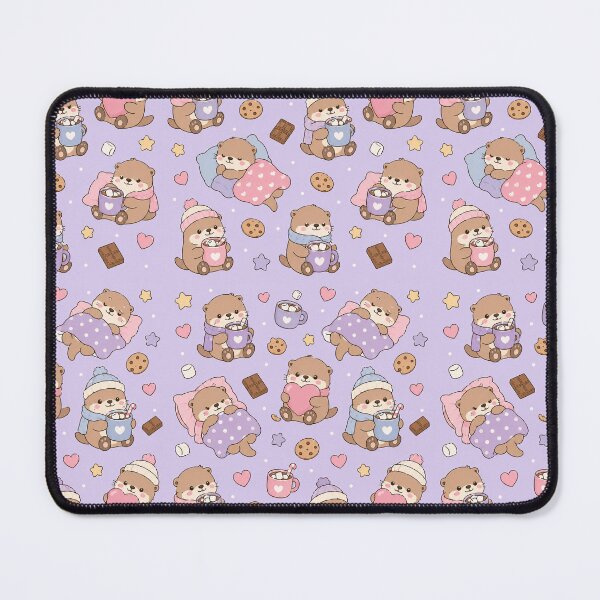 Item preview, Cozy Otter Cocoa Kawaii Pattern designed and sold by Soft Berry Studio.