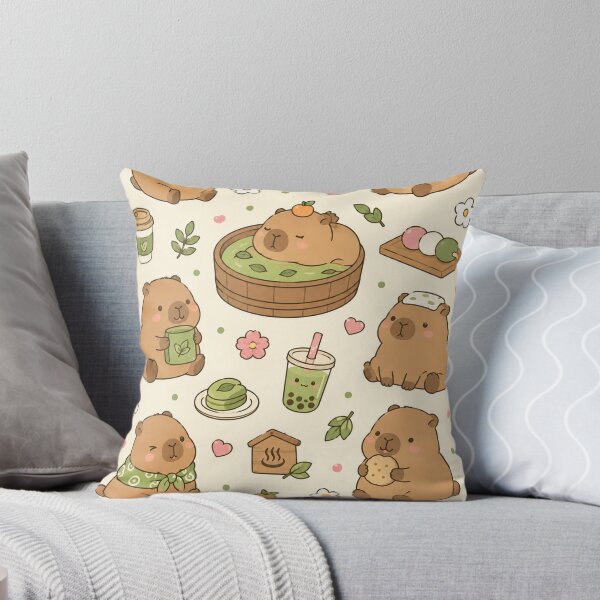 Item preview, Capybara Tea House Kawaii Pattern designed and sold by Soft Berry Studio.