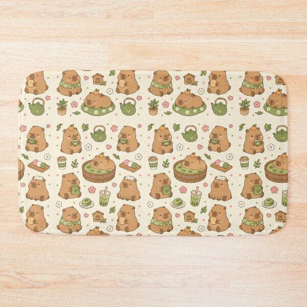 Item preview, Capybara Tea House Kawaii Pattern designed and sold by Soft Berry Studio.