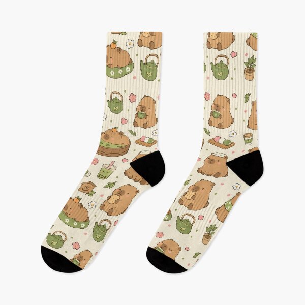 Item preview, Capybara Tea House Kawaii Pattern designed and sold by Soft Berry Studio.