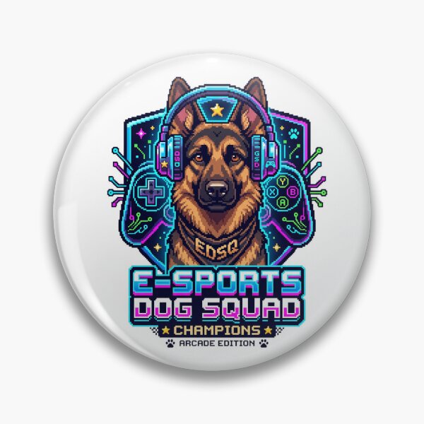 Item preview, German Shepherd Gamer E Sports Dog Squad Pixel Art designed and sold by PictoVibe.