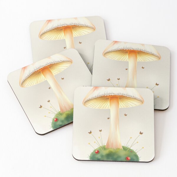 Item preview, Whimsical Mushroom Watercolor Art with Butterflies designed and sold by Vida e Arte.
