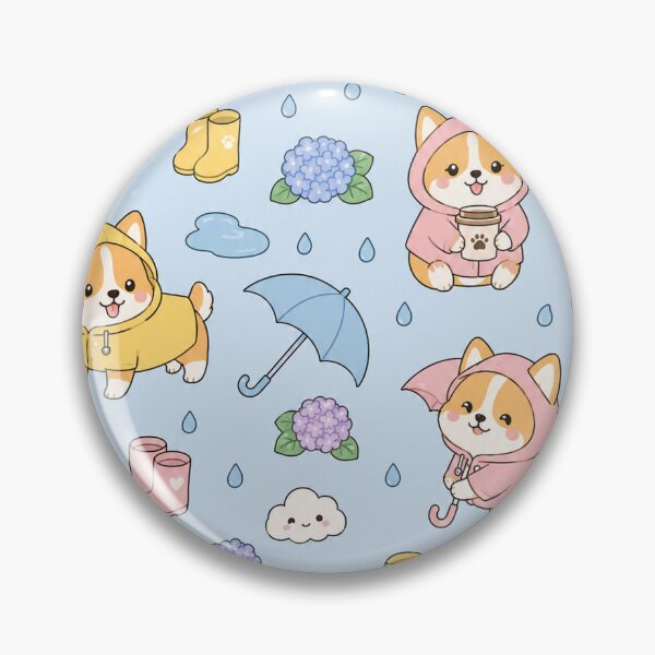 Item preview, Shiba Rainy Brown Kawaii Pattern designed and sold by Soft Berry Studio.