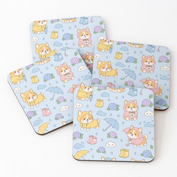 Item preview, Shiba Rainy Brown Kawaii Pattern designed and sold by Soft Berry Studio.