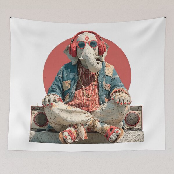 Item preview, Ganesha Boombox Streetwear Retro Neon Headphones Art designed and sold by PANNARUK THAILAND.