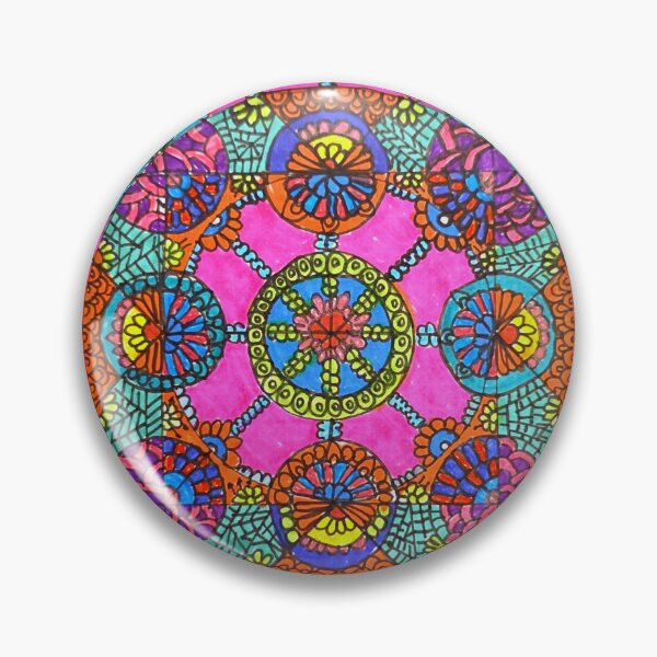 Item preview, Radiant Bloom Mandala – Hand-Drawn Floral Folk Art in Vibrant Pink designed and sold by Selena.m.studio.