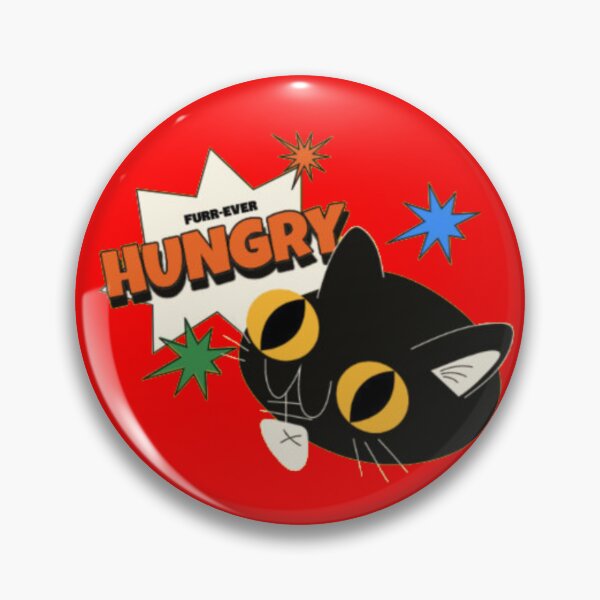 Item preview, Furr-ever Hungry Funny Retro Black Cat designed and sold by GenZFashion000.