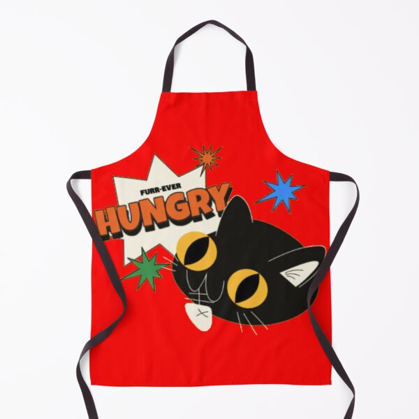 Item preview, Furr-ever Hungry Funny Retro Black Cat designed and sold by GenZFashion000.