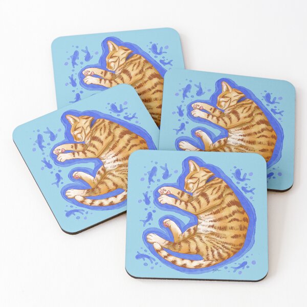 Item preview, Orange tabby cat sleeping and dreaming designed and sold by Konopikyu.