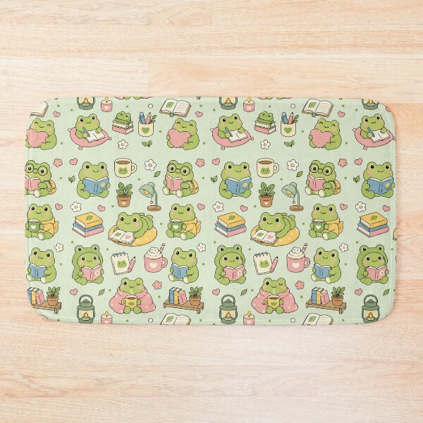 Item preview, Cozy Frog Reading Club Kawaii Pattern designed and sold by Soft Berry Studio.
