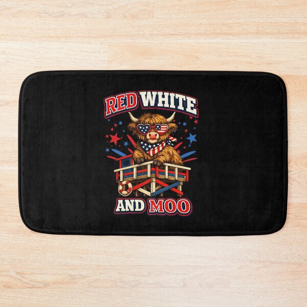 Item preview, Red White and Moo Patriotic Highland Cow Fireworks designed and sold by LunaMagicStudio.