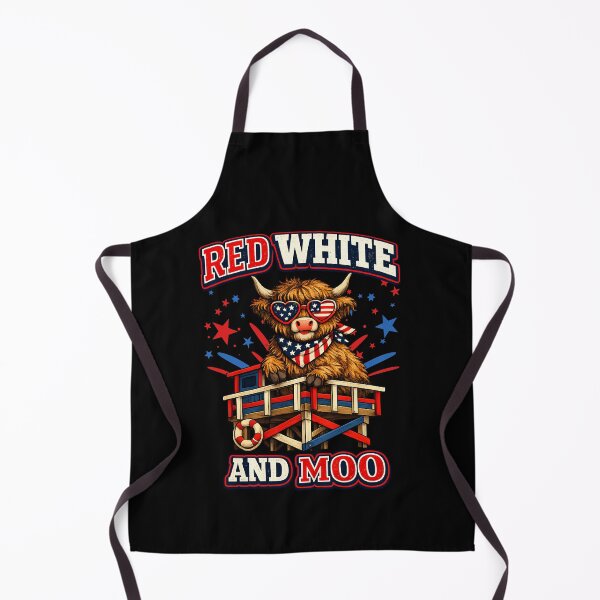 Item preview, Red White and Moo Patriotic Highland Cow Fireworks designed and sold by LunaMagicStudio.