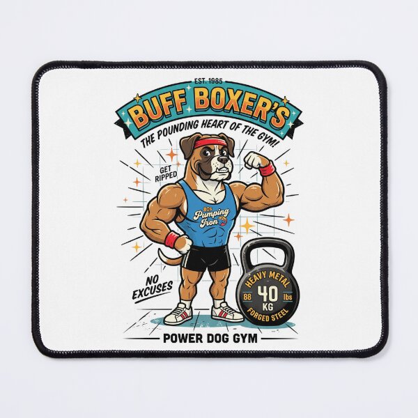 Item preview, Boxer Dog Fitness Gym Kettlebell Retro Workout Athlete designed and sold by PictoVibe.