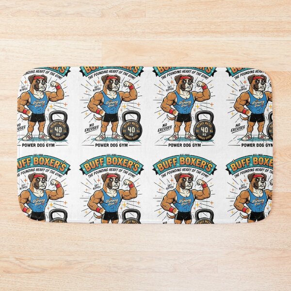 Item preview, Boxer Dog Fitness Gym Kettlebell Retro Workout Athlete designed and sold by PictoVibe.