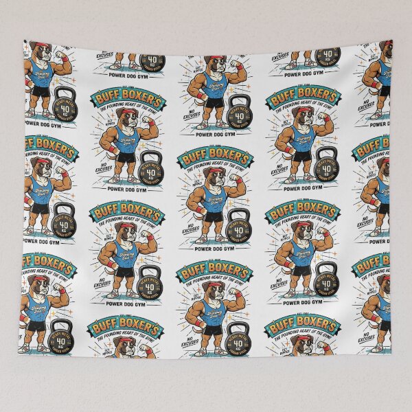 Item preview, Boxer Dog Fitness Gym Kettlebell Retro Workout Athlete designed and sold by PictoVibe.