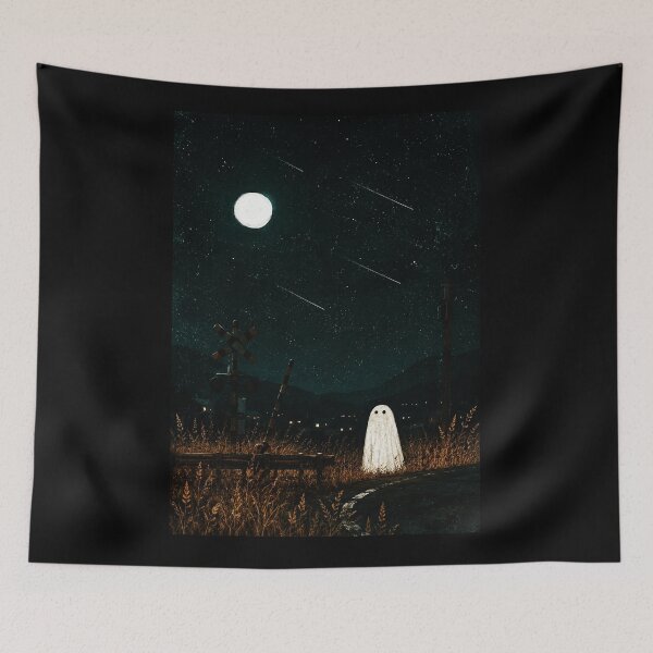 Item preview, Lonely Little Ghost Beneath Moonlit Skies Dark Night designed and sold by ferminhays.