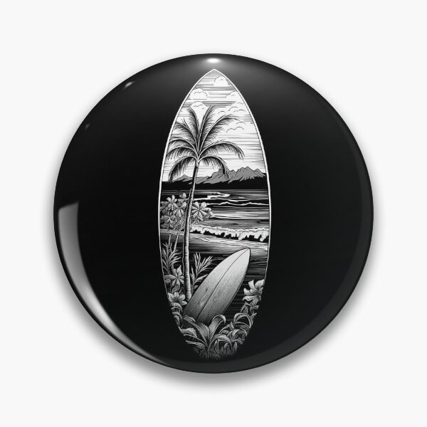 Artikelvorschau, Schwarz-Weiß-Kunst am tropischen Surfbrett-Strand entworfen und verkauft von inkoutninja.