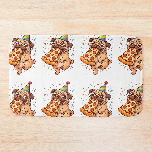 Item preview, Funny Pug Pizza Party Cartoon Food Fast Food Lover designed and sold by PictoVibe.