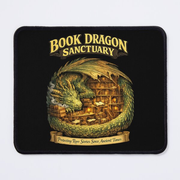 Item preview, Book Dragon Sanctuary | Cozy Fantasy Library Dragon for Book Lovers & Readers designed and sold by MrDev.