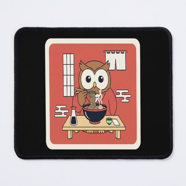 Item preview, Cute Owl Eating Ramen in Cozy Japanese Noodle Shop designed and sold by JordynLadukeg65.