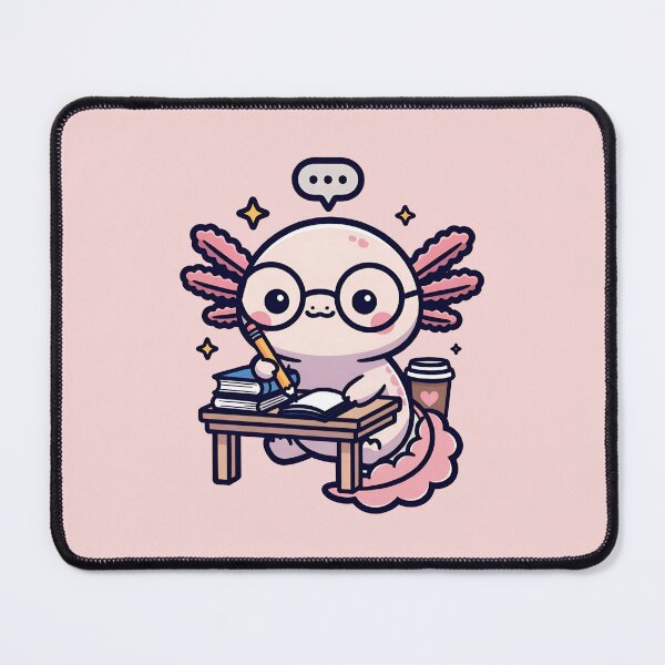 Item preview, Cute Axolotl Studying with Books Kawaii Study Buddy designed and sold by ronakris009.