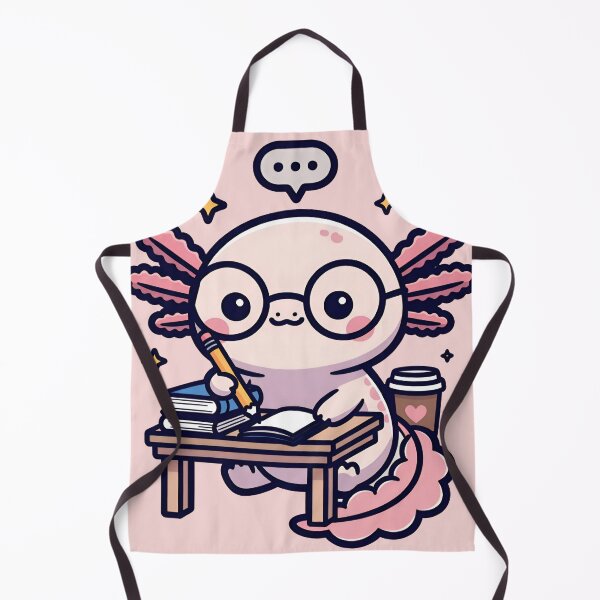 Item preview, Cute Axolotl Studying with Books Kawaii Study Buddy designed and sold by ronakris009.