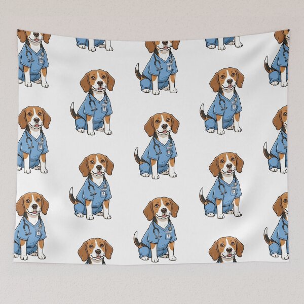 Item preview, Healthcare Hero Beagle Therapy Dog Medical Nurse Scrubs designed and sold by PictoVibe.