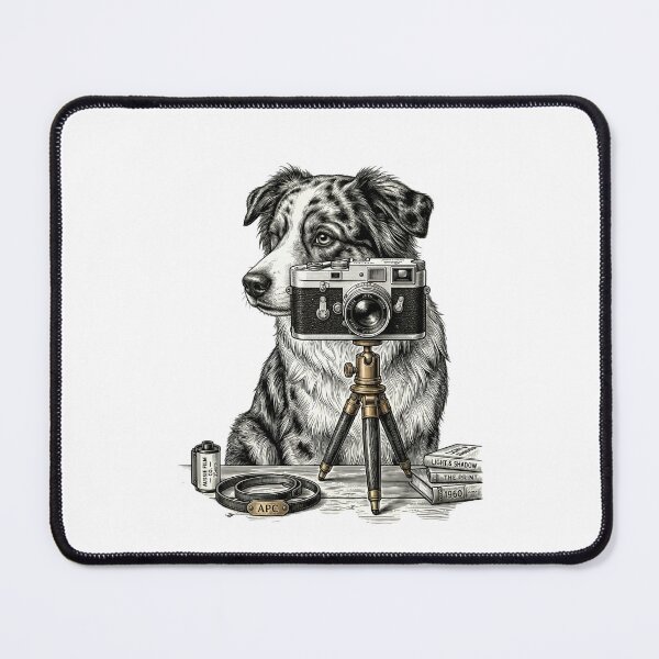 Item preview, Australian Shepherd Photography Vintage Camera Film Club Dog designed and sold by PictoVibe.
