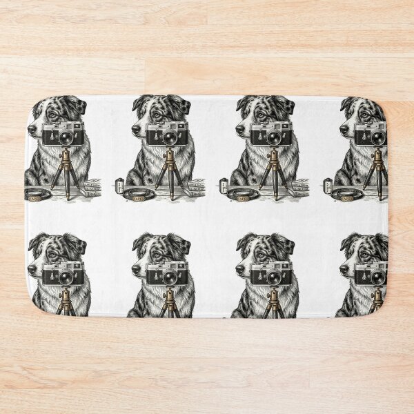Item preview, Australian Shepherd Photography Vintage Camera Film Club Dog designed and sold by PictoVibe.