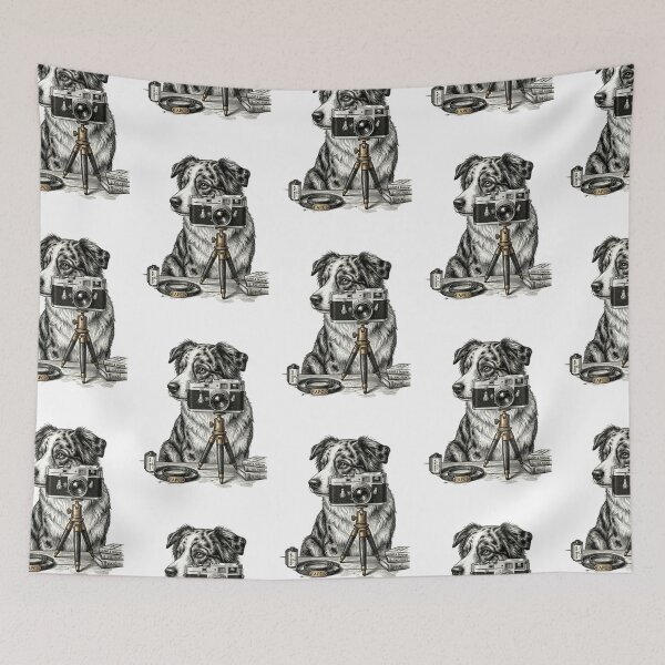 Item preview, Australian Shepherd Photography Vintage Camera Film Club Dog designed and sold by PictoVibe.