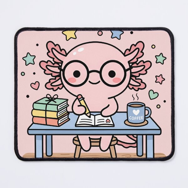 Item preview, Axolotl Studying Coffee and Books Cute Bookworm Gift designed and sold by ronakris009.