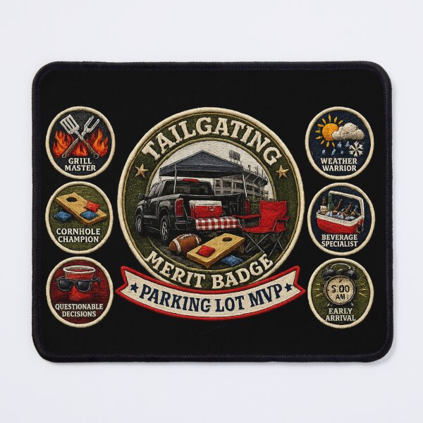 Item preview, Tailgating Merit Badge Parking Lot MVP designed and sold by Bored Imagination .