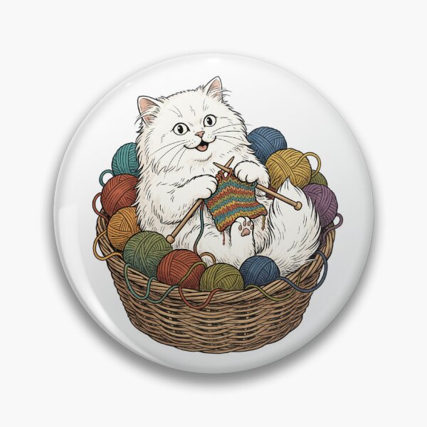 Item preview, Persian Knitting Circle Fluffy Cat Yarn Craft Gift designed and sold by PictoVibe.