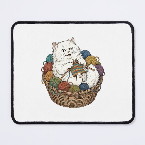 Item preview, Persian Knitting Circle Fluffy Cat Yarn Craft Gift designed and sold by PictoVibe.
