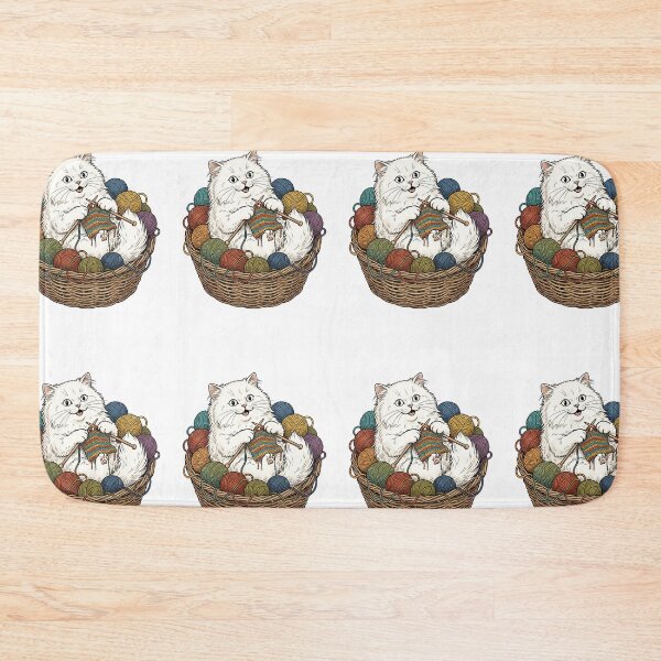 Item preview, Persian Knitting Circle Fluffy Cat Yarn Craft Gift designed and sold by PictoVibe.