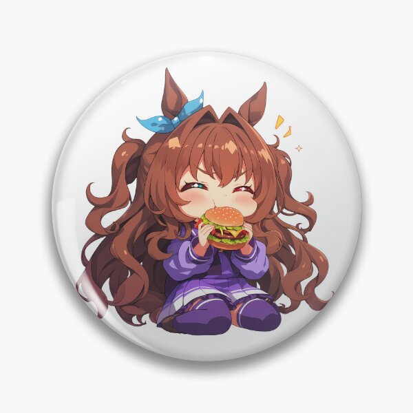 Item preview, Maruzensky Uma Musume Pretty Derby Chibi Kawaii Burger Anime Girl Soft Playful Glow designed and sold by earlobejerk.