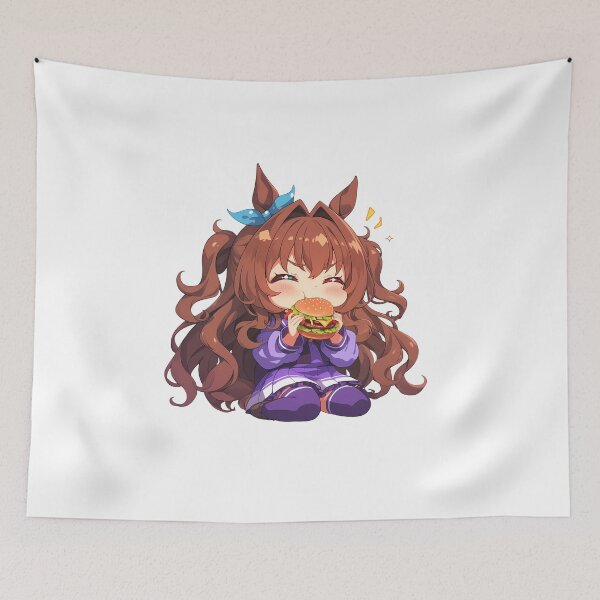 Item preview, Maruzensky Uma Musume Pretty Derby Chibi Kawaii Burger Anime Girl Soft Playful Glow designed and sold by earlobejerk.