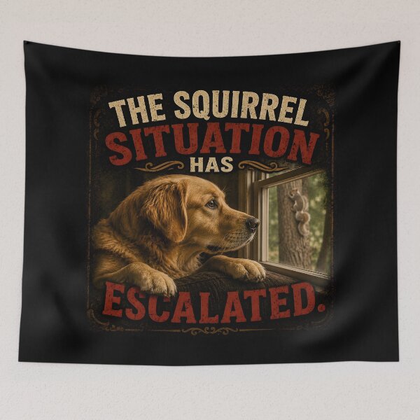 Item preview, The Squirrel Situation Has Escalated. Labrador Retriever Meme designed and sold by RockyLambda.