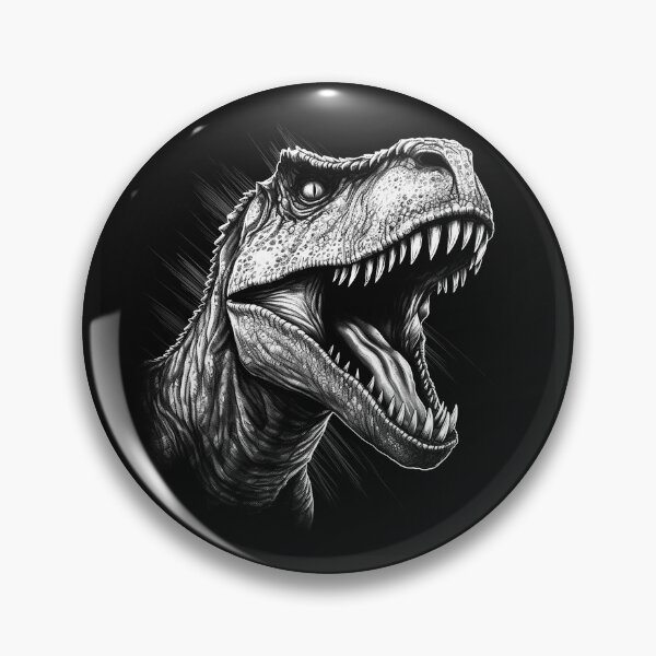 Item preview, Black and White Roaring T Rex Dinosaur Art designed and sold by inkoutninja.