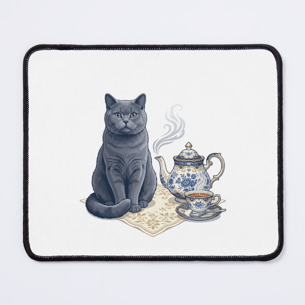 Item preview, British Shorthair Tea Room Porcelain Elegant Cat designed and sold by PictoVibe.