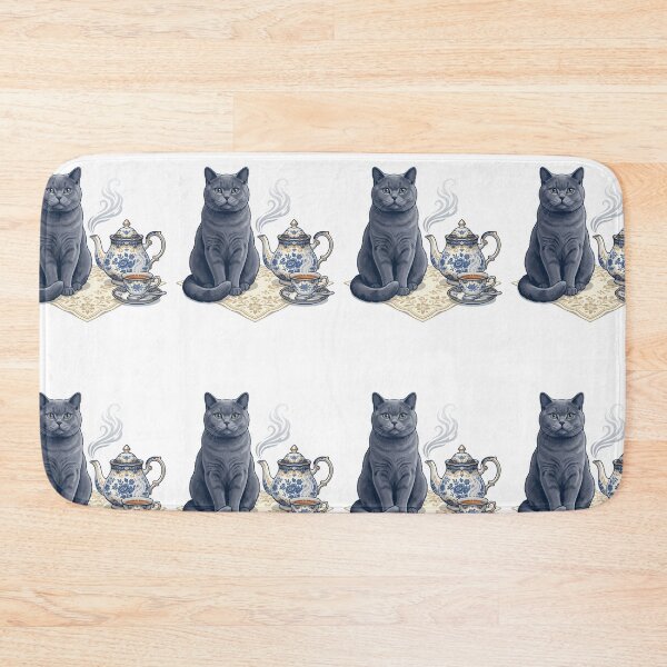 Item preview, British Shorthair Tea Room Porcelain Elegant Cat designed and sold by PictoVibe.