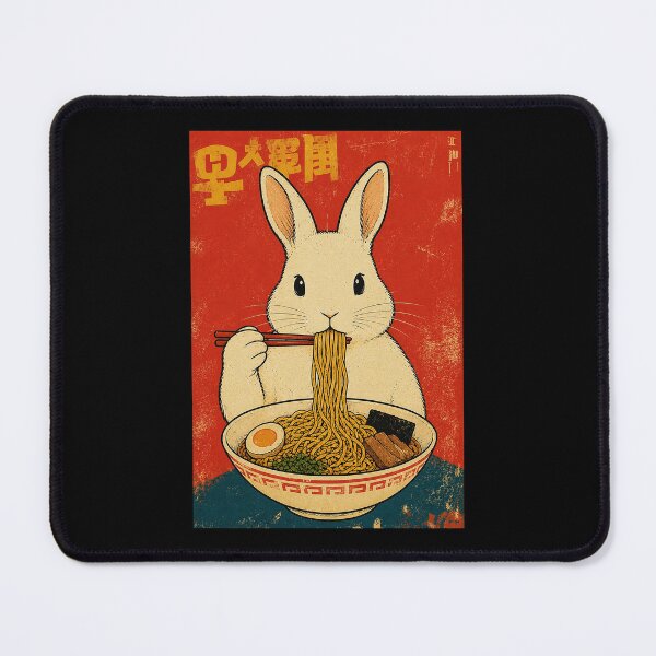 Item preview, Vintage Rabbit Enjoying a Warm Bowl of Ramen Under Retro Japanese Style designed and sold by ferminhays.