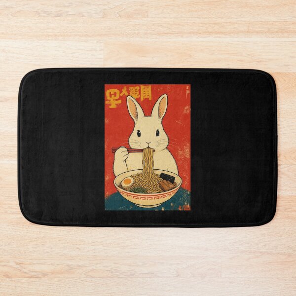 Item preview, Vintage Rabbit Enjoying a Warm Bowl of Ramen Under Retro Japanese Style designed and sold by ferminhays.