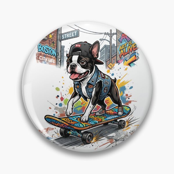Item preview, Boston Terrier Skate Club Streetwear Skateboard Dog designed and sold by PictoVibe.