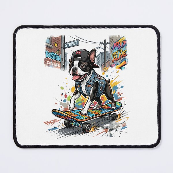 Item preview, Boston Terrier Skate Club Streetwear Skateboard Dog designed and sold by PictoVibe.
