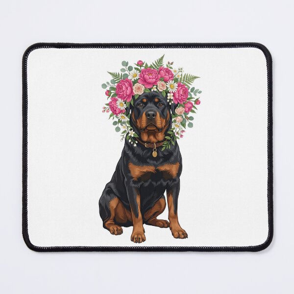 Item preview, Rottweiler Flower Power Crown Peony Botanical Dog designed and sold by PictoVibe.